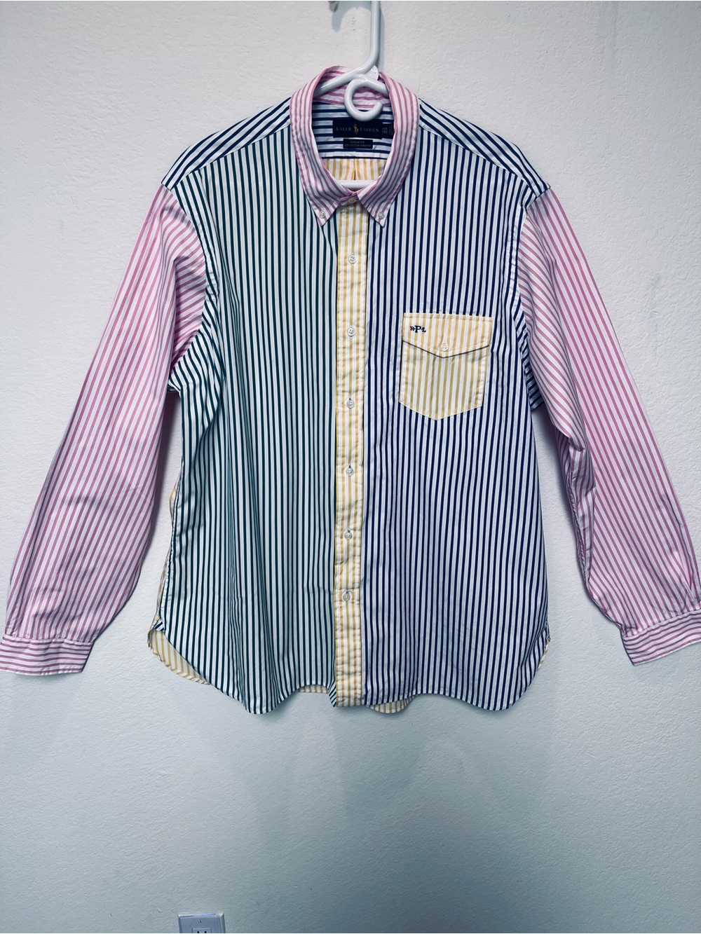 Ralph Lauren 100% CottonStriped Button-Down Shirt in Pink, Navy & Yellow